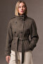 Bsk Standing Collar Thick Checked Coat Trench Coat - 4