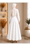 Women's White Knitted Scuba Crepe Hijab and Casual Skirt Length: 94-95cm - 2