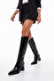 Women's Pointed Toe Thick Heeled Bellows Heeled Boots Without Zipper Tines Black - 4