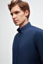 Ds Damat Slim Fit Indigo Oxford Buttoned Collar Easy-Ironing Cotton Shirt with Embroidery Detail - 7