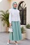 Elastic Waist Double Pocket Poplin Flared Skirt - 3