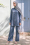Shirt Collar Glittery Double Navy Blue Suit