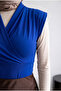 Double Breasted Model Sandy Blouse with Zero Sleeves -Cobalt Blue - 3