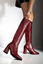 Gemma Heeled Pointed Toe Stretch Boots Burgundy