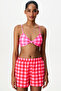 Ester Checkered Textured Bandeau Bikini Top - 3