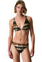 Cesira Minimal Zebra Patterned Glittery Mid-Waist Bikini Bottom - 3