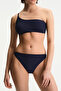 Navy Blue Hailey One-Shoulder Textured Bikini Top - 5