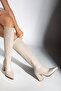 Gemma Heeled Pointed Toe Stretch Boots Beige - 2