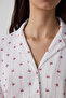 Off-White Bow Patterned Shirt Collar Long Sleeve Thermal Effect Pajama Set - 4