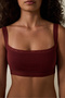 Burgundy Melange Adjustable Strap Crop Top - 3