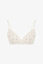 Ecru Comfy Cozy Printed Pointel Cotton Wire Free Bra