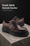Men's Brown Flother Leather Classic Lace-Up Shoes Comfortable for Daily Office Use