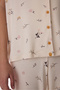 Beige Margot Patterned Buttoned Shirt Capri Pajama Set - 4