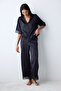 Belle Satin Black Shirt Pants Pajama Set - 3