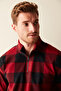 Men's Checkered Red Sweatshirt Pajama Top - 3