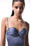 Seashell Beaded Gray Swimsuit - 5