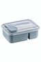 Lunch to Go 3-Compartment Lunch Box with Sauce Container, Fork and Spoon Hobby Life 14,5X20X7,4 cm Gray Color - 2