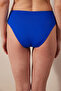 Basic High Waist Gathered Cobalt Blue Bikini Bottom - Cornetto Collection - 2