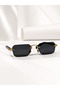 Brix Black Unisex Men's Uv400 Protected Square Metal Eşref Single Gold Gold Hinged Sunglasses - 5