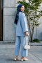 Loose Ayrobin Suit with Stone Buttons on the Front and Wide Sleeves - Baby Blue - 5