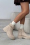 S Buckle Zippered Women's Boots Beige R15D102
