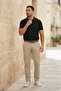 Men's Imported Textured Premium Fabric Basic Black Polo Collar T-Shirt - 5