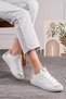 Daily White Stone Women's Sneaker Lace-Up Serrated Sole Suede Detailed Walking Sports Shoes 07 - 2