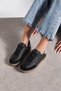 Daily Women's Men's Black Sneaker with Lace-Up Detail, Oval Toe, Serrated Sole, Hafir Sports Shoes 353 - 2