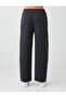 Anthracite Melange Pocket Detailed Wide Leg Cotton Fleece Trousers - 6