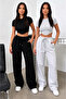 Women's Sweatpants 2-Pack - Black - Gray - Waist-Tied, Suitable for Daily Use, Comfortable Fit, Washable Fabric