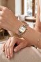 Square Case Heart Charmlı Women's Wristwatch Gold Silver Color Pl-1604B3X - 2