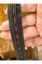 Red Patterned Black Embroidered Stripe Sewn Clothing Accessory - 2 cm (1 Meter) - 3