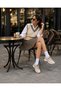 Belavaria Beige Women's Daily Thick-Soled Smart Lace-Up Sports Walking Shoes - 8