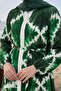 Marbled Emerald Green Viscose Dress with Punt on the Front - 2