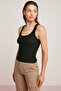 Lıllesol Women's Ribbed Look Thick Strapped Basic Black Undershirt - 2