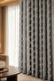 Gray Fabric Background Curtain Asymmetrical Tasseled Single Panel 1/3 Regular Pleated Luxury Series Heavy Weight