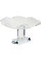 Al Saif Gallery Stainless Steel Serving Stand, 14x14x8 cm, Acrylic Base, Wavy - Transparent Silver - 2