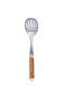 Al Saif Gallery steel serving spoon, perforated with wooden handle - silver - 2