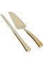 Al Saif Gallery Steel Cake Serving Set, 6/9 inch, Butterfly Pattern, 2 Pieces - Gold - 2