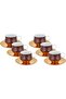 Al Saif Gallery Porcelain Coffee Cup Set, 12 Pieces - Golden Brown - 2