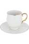 Al Saif Gallery porcelain tea cup set, golden font, with saucer, 12 pieces - cream - 3