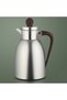 Al Saif Gallery Stainless Steel Yarn Thermos, 1.3 Liters, Glass Inner Container, Push Button, Wooden Handle - Matte Silver