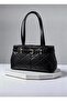 Women's Quilted Black Belted Shoulder Bag