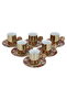 Al Saif Gallery coffee cups and saucers set, porcelain, 12 pieces - gold - 3
