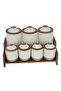 Al Saif Gallery porcelain spice box set, 7 pieces, wooden stand - beige - 2