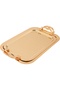 Al Saif Gallery steel tray set, two pieces, rectangular, engraved - gold