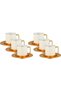 A set of beige porcelain coffee cups with a gold steel saucer, 12 pieces - 2