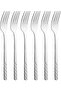 Al Saif Gallery Stainless Steel Dinner Fork Set, 6 Pieces, Engraved - Silver