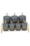Al Saif Gallery Porcelain Spice Box Set, Stand, 7 Pieces - Dark Grey - 2