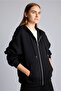 Black Back to School Relax Fit Hooded Thick Basic Plain Pocket Zipper Sweatshirt D8717Ax24Wn - 6